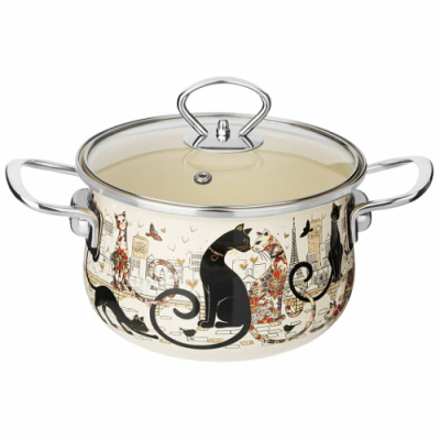 AGNESS кастрюля со стеклянной крышкой парижские коты 2,8л. 915-152